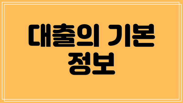 대출의 기본 정보