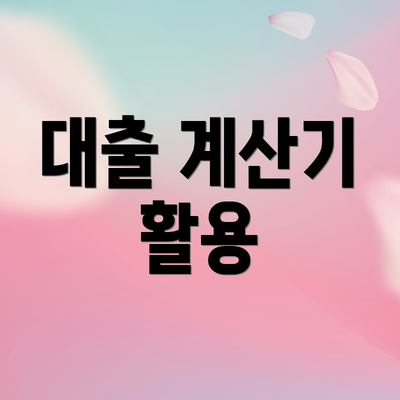 대출 계산기 활용