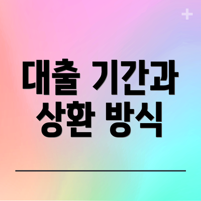 대출 기간과 상환 방식