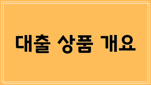 대출 상품 개요