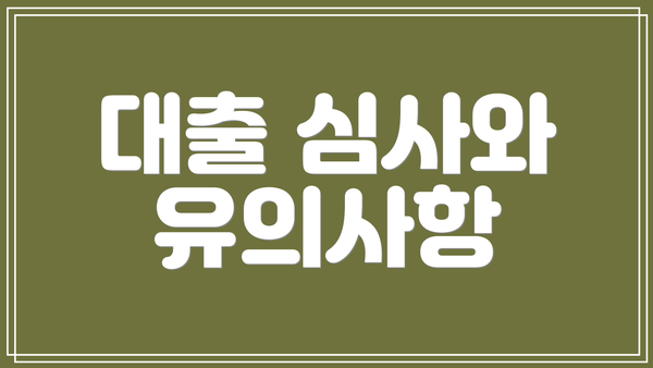 대출 심사와 유의사항