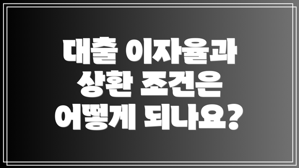 대출 이자율과 상환 조건은 어떻게 되나요?