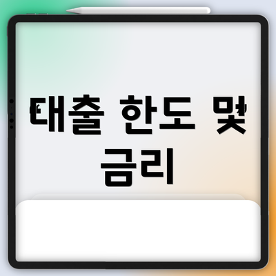 대출 한도 및 금리