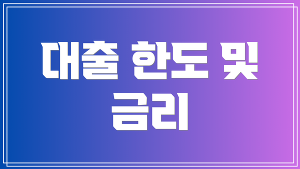 대출 한도 및 금리