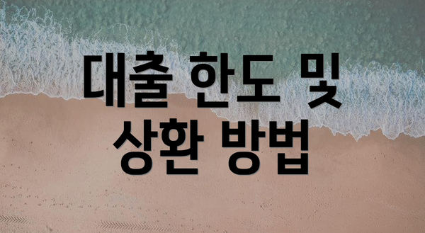 대출 한도 및 상환 방법