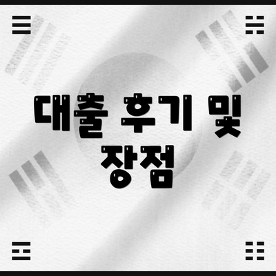 대출 후기 및 장점