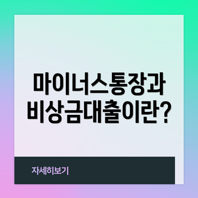 마이너스통장과 비상금대출이란?