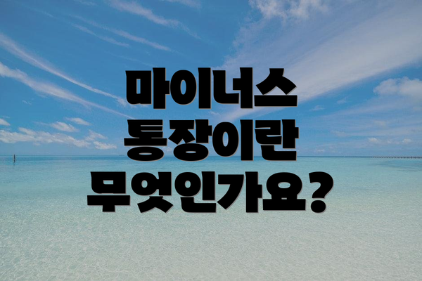 마이너스 통장이란 무엇인가요?