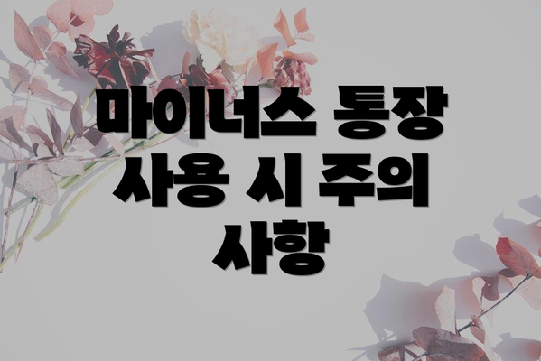 마이너스 통장 사용 시 주의 사항