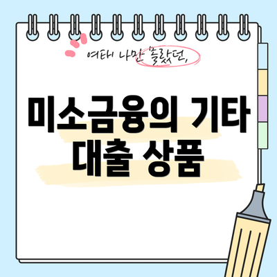 미소금융의 기타 대출 상품