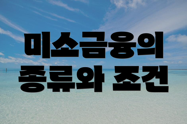 미소금융의 종류와 조건