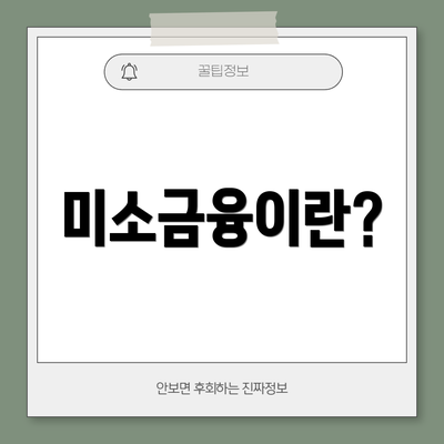 미소금융이란?