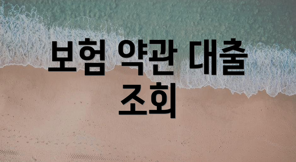 보험 약관 대출 조회