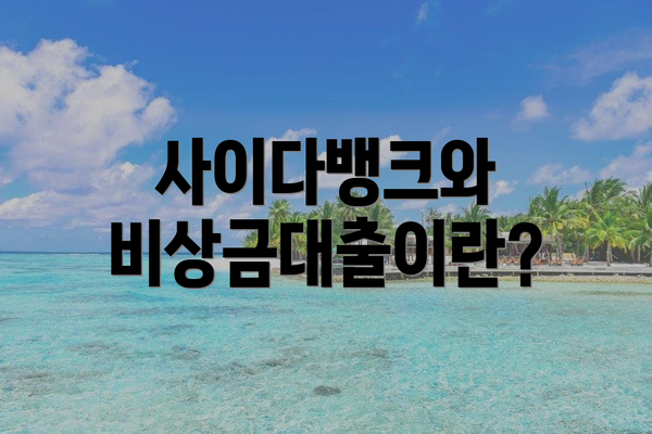 사이다뱅크와 비상금대출이란?
