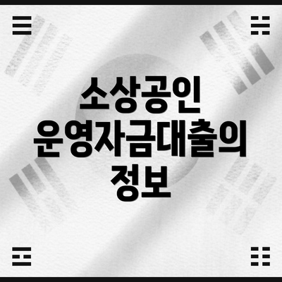 소상공인 운영자금대출의 정보