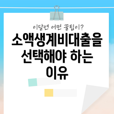 소액생계비대출을 선택해야 하는 이유