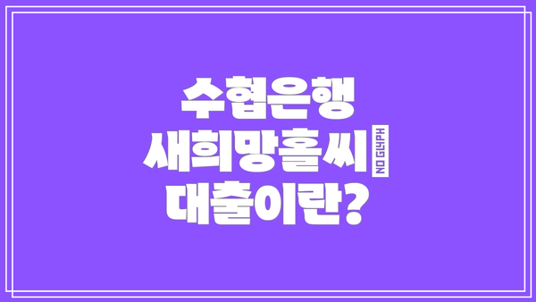 수협은행 새희망홀씨Ⅱ 대출이란?
