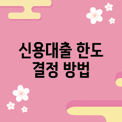 신용대출 한도 결정 방법