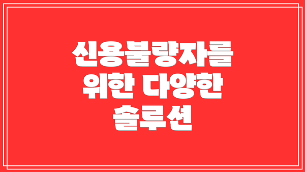 신용불량자를 위한 다양한 솔루션