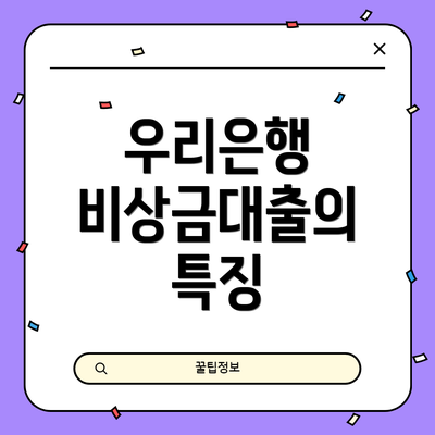 우리은행 비상금대출의 특징