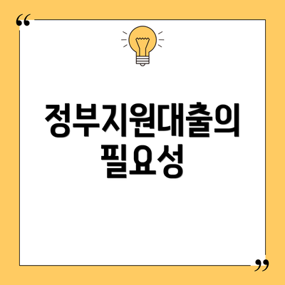 정부지원대출의 필요성