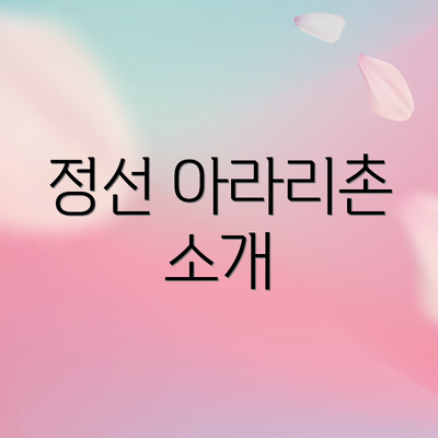 정선 아라리촌 소개
