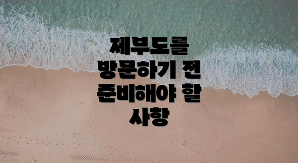 제부도를 방문하기 전 준비해야 할 사항