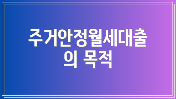 주거안정월세대출의 목적