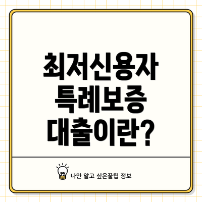 최저신용자 특례보증 대출이란?