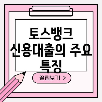 토스뱅크 신용대출의 주요 특징
