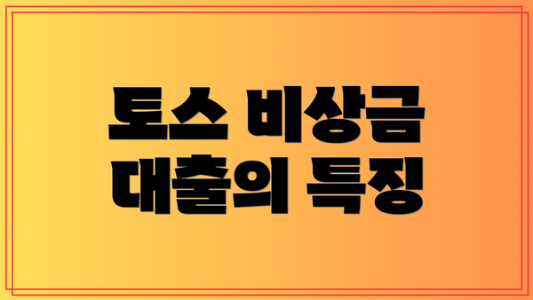 토스 비상금 대출의 특징