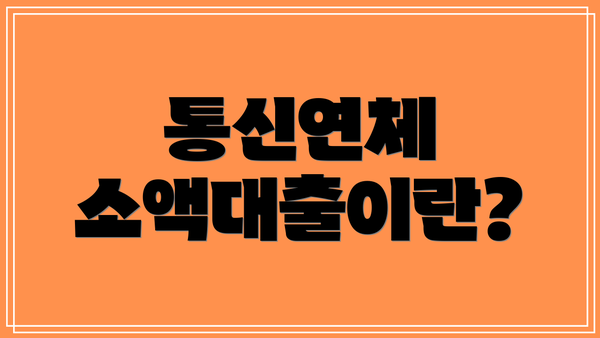 통신연체 소액대출이란?