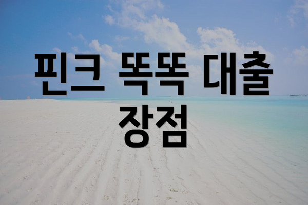 핀크 똑똑 대출 장점