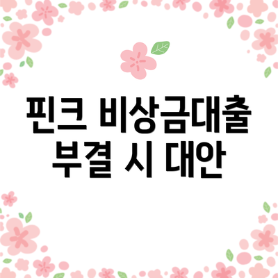핀크 비상금대출 부결 시 대안