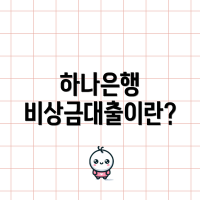 하나은행 비상금대출이란?