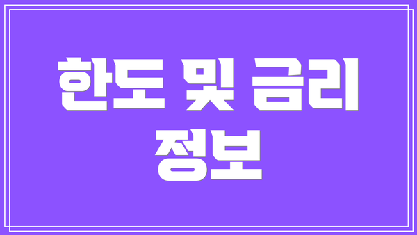 한도 및 금리 정보