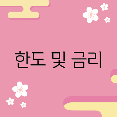 한도 및 금리
