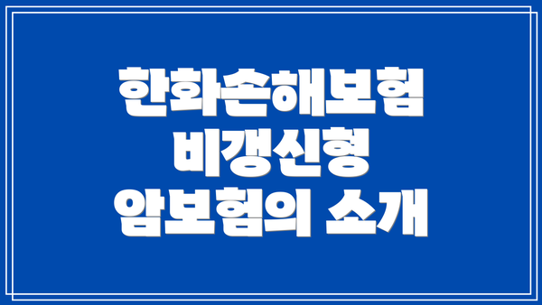 한화손해보험 비갱신형 암보험의 소개