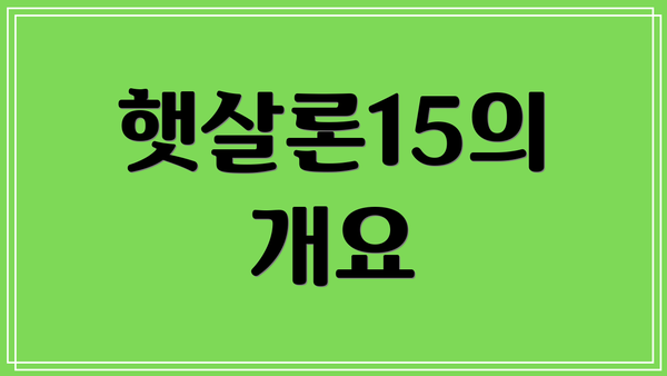 햇살론15의 개요