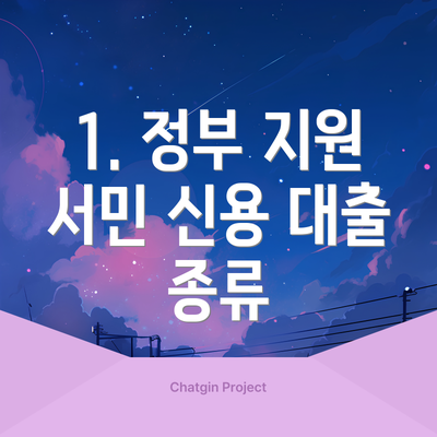 1. 정부 지원 서민 신용 대출 종류