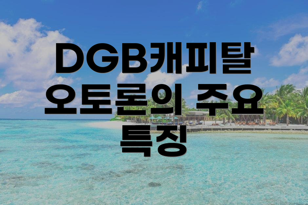 DGB캐피탈 오토론의 주요 특징
