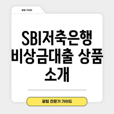 SBI저축은행 비상금대출 상품 소개