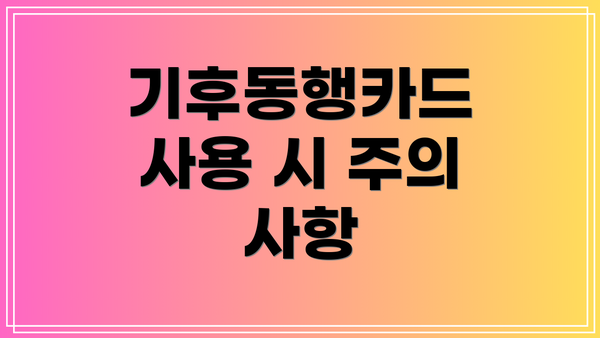기후동행카드 사용 시 주의 사항