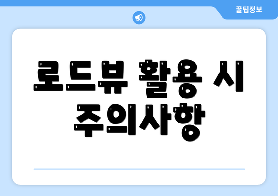 로드뷰 활용 시 주의사항
