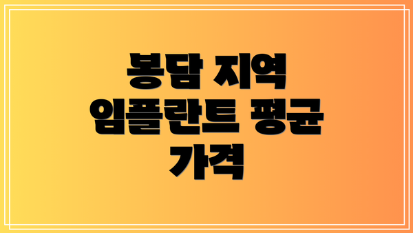봉담 지역 임플란트 평균 가격