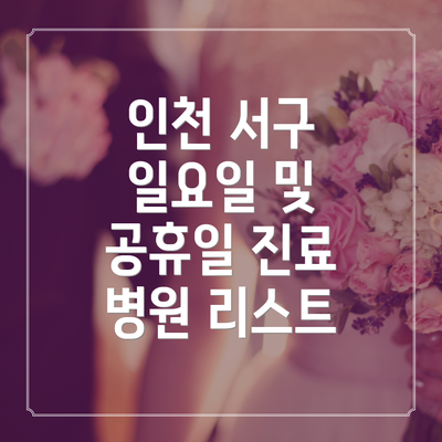 인천 서구 일요일 및 공휴일 진료 병원 리스트