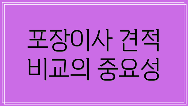 포장이사 견적 비교의 중요성